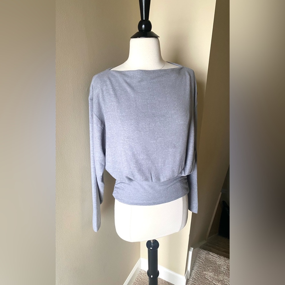LOFT Heathered Ruched Hem Boatneck Top - Small - New - Picture 5 of 14